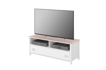 TV stolík DELOR patrí do dizajnového detského sektoru DELOR. Je v jedinečnom provensálskom štýle.Je vyrobený z kvalitných LTD dosiek, ktoré sa jednoducho udržiavajú. Farebné prevedenie je v príjemnom kontraste bielej a ružovej farby.TV stolík disponuje jednou praktickou zásuvkou. Má tiež dve otvorené poličky na dvd prehrávač, či wifi router.Rozmery (š,v,h): 120 x 46 x 42 cm.Atraktívny detský sektor DELOR je určený najmä pre dievčatá. Vyznačuje sa eleganciou, dizajnom a zároveň praktickosťou. Sektor DELOR je vytvorený z viacerých prvkov, vďaka ktorým si vytvoríte očarujúcu detskú izbu, z ktorej budú vaše ratolesti nadšené.Dodávame v demontovanom stave.