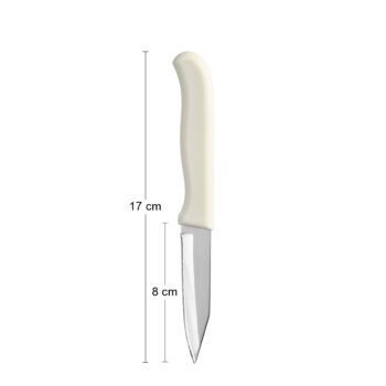 Ku každému správnemu kuchárovi patrí kvalitný nôž. Kuchynský nôž DENIS 17 cm je vyrobený z pevnej, kvalitnej nehrdzavejúcej ocele a plastu. Dĺžka čepele je 8 cm a dĺžka celého noža je 17 cm. Šikovný kuchynský nôž Denis s plastovou rúčkou krémovej farby je vždy po ruke a zvládne každú činnosť…