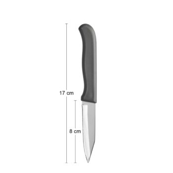 Ku každému správnemu kuchárovi patrí kvalitný nôž. Kuchynský nôž DENIS 17 cm je vyrobený z pevnej, kvalitnej nehrdzavejúcej ocele a plastu. Dĺžka čepele je 8 cm a dĺžka celého noža je 17 cm. Šikovný kuchynský nôž Denis s plastovou rúčkou sivej farby je vždy po ruke a zvládne každú činnosť spojenú…