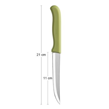 Ku každému správnemu kuchárovi patrí kvalitný nôž. Kuchynský nôž DENIS 21 cm je vyrobený z pevnej, kvalitnej nehrdzavejúcej ocele a plastu. Dĺžka čepele je 11 cm a dĺžka celého noža je 21 cm. Šikovný kuchynský nôž Denis s plastovou rúčkou zelenej farby je vždy po ruke a zvládne každú činnosť…