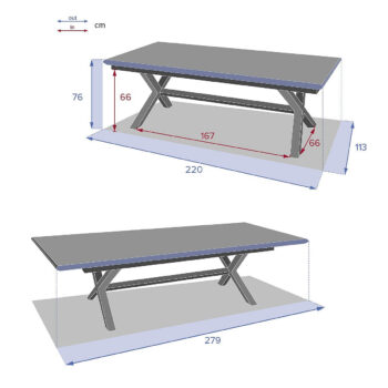DEOKORK Hliníkový stôl BERGAMO I. 220/279 cm (biela)