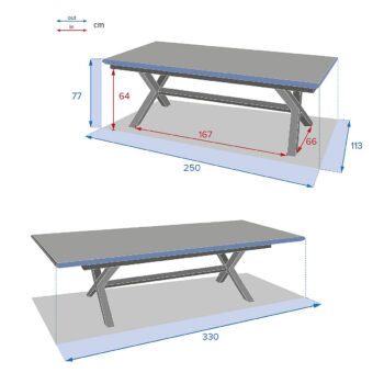 DEOKORK Hliníkový stôl BERGAMO II. 250/330 cm (antracit)