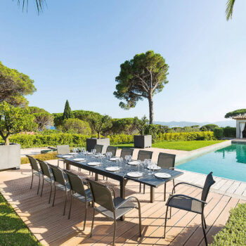 DEOKORK Hliníkový stôl VALENCIA 200/320 cm (antracit)