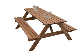 DEOKORK Masívny drevený pivný set z borovice 160 cm hrúbka 30 mm (morený)