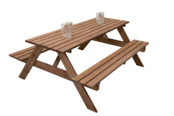 DEOKORK Masívny drevený pivný set z borovice 160 cm hrúbka 30 mm (morený)