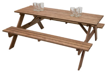 DEOKORK Masívny drevený pivný set z borovice 160 cm hrúbka 30 mm (morený)