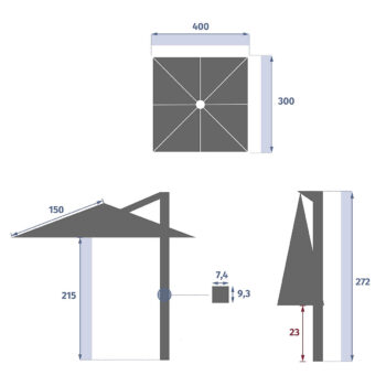 DEOKORK Slnečník výkyvný MADEIRA 4x3 m (rôzne farby) tyrkysová