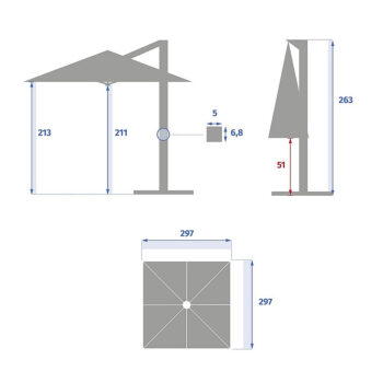DEOKORK Slnečník výkyvný SPRING 3x3 m (rôzne farby) prírodná