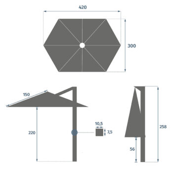 DEOKORK Slnečník výkyvný WEST 4,2 x 3 m