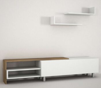 Objavte DESIGN, obývaciu stenu, ktorá skvele kombinuje sviežosť a teplý vzhľad bielej a orechovej farby. Táto zostava je ideálnym riešením pre každú obývaciu izbu, kde spája škandinávsky minimalizmus s maximálnou funkčnosťou.Detailné špecifikácieTyp tovaru: Obývacia stenaMateriál: Vysoko kvalitné LTD s hrúbkou 18 mm, ktorý zaručuje odolnosť a dlhú životnosť.Rozmery: TV stolík (181.8 x 31.3 x 41.3 cm) a nástenné police (60 x 19.5 x 16.3 cm), poskytujúce dostatok priestoru pre multimediálne zariadenia a dekorácie.Farba: Kombinácia bielej a orechovej, ktorá dodáva priestoru teplý, ale zároveň moderný vzhľad.Vybavenie: Regálka v TV stolíku a nástenné police poskytujú funkčný priestor na uskladnenie a zobrazenie vašich obľúbených predmetov.Dodatočné informácie: Produkt dodávame v demontovanom stave, čo uľahčuje jeho transport a montáž.Obývacia stena DESIGN je dokonalým spojením elegancie a praktickosti, ktoré prináša do vášho domova nielen estetickú krásu, ale aj potrebnú funkčnosť. Jej premyslený dizajn a kvalitné materiály zaistia, že sa stane dominantným a dlhotrvajúcim prvkom vášho interiéru.