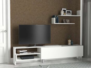 Objavte DESIGN, obývaciu stenu v škandinávskom štýle, ktorá vyniká svojou jednoduchosťou a funkčnosťou. Táto zostava, celá v bielej farbe, prináša do obývacej izby svieži a čistý vzhľad, zatiaľ čo poskytuje praktické riešenie na usporiadanie vašej elektroniky a dekoratívnych predmetov.Detailné špecifikácieTyp tovaru: Obývacia stenaMateriál: Vysoko kvalitné LTD s hrúbkou 18 mm, čo zaručuje vysokú odolnosť a dlhú životnosť.Rozmery: TV stolík (181.8 x 31.3 x 41.3 cm) a nástenné police (60 x 19.5 x 16.3 cm), poskytujúce dostatok priestoru pre multimediálne zariadenia a dekorácie.Farba: Čistá biela, ktorá priestor opticky zväčšuje a dodáva mu pocit sviežosti a čistoty.Štýl: Škandinávsky, známy svojím minimalizmom a zameraním na funkčnosť a prirodzenú estetiku.Vybavenie: Regálka integrovaná v TV stolíku a nástenné police ponúka praktické a esteticky príjemné riešenie pre uloženie všetkého potrebného.Dodatočné informácie: Produkt dodávame v demontovanom stave, čo uľahčuje jeho transport a montáž.Obývacia stena DESIGN je ideálnou voľbou pre tých, ktorí hľadajú nábytok, ktorý je nielen praktický a funkčný, ale aj esteticky príjemný a dokáže harmonicky doplniť akýkoľvek moderný interiér. Jej premyslený dizajn a kvalitné materiály zaistia, že sa stane dominantným a dlhotrvajúcim prvkom vášho domova.
