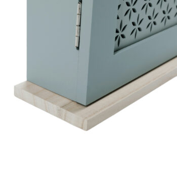 Skrinka na kľúče Dodoma - biela / prírodná; Rozmery (ŠxHxV): 20x7x28 cm; Materiál: lakovaná MDF.