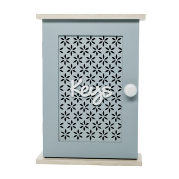 Skrinka na kľúče Dodoma - biela / prírodná; Rozmery (ŠxHxV): 20x7x28 cm; Materiál: lakovaná MDF.