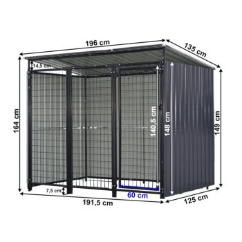 Voliéra pre psa Dogny Typ 2 je ideálnym riešením pre všetkých majiteľov psov, ktorí hľadajú bezpečné a pohodlné miesto pre svojho štvornohého miláčika. S rozmermi 135x196x164 cm poskytuje dostatok priestoru na pohyb a odpočinok. Je vyrobená z kvalitného kovu v antracitovej farbe, čo jej dodáva…