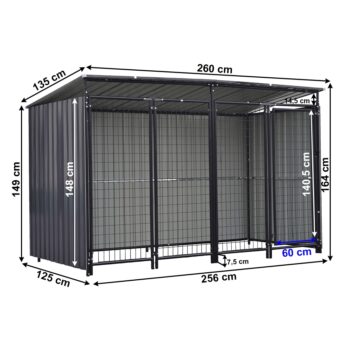 Voliéra pre psa Dogny Typ 3 je ideálnym riešením pre všetkých majiteľov psov, ktorí hľadajú spoľahlivý a moderný priestor pre svojich štvornohých miláčikov. S rozmermi 135x260x164 cm poskytuje dostatok miesta na pohodlné ubytovanie vášho psa, pričom jej hranatý tvar zaručuje efektívne využitie…