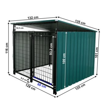 Voliéra pre psa Dogny Typ 4 je ideálnym riešením pre všetkých majiteľov psov, ktorí hľadajú spoľahlivý a moderný priestor pre svojich štvornohých miláčikov. S rozmermi 135x132x116 cm poskytuje dostatok miesta na pohodlné ubytovanie vášho psa, pričom jej tmavozelené a antracitové farebné…