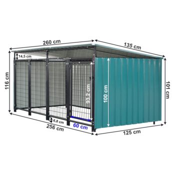 KONDELA Dogny Typ 6 voliéra pre psa 135x260x116 cm tmavozelená / antracit - Image 2