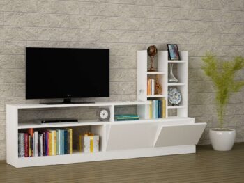 Predstavujeme DOLANY, TV stolík v škandinávskom štýle, ktorý kombinuje minimalizmus s funkčnosťou. Jeho čistý biely dizajn a kompaktné rozmery sú ideálne pre modernú obývaciu izbu, kde dominuje jednoduchosť a svetlé farby.Podrobnosti o produkteTyp tovaru: TV stolíkMateriál: Kvalitný LTD materiál s hrúbkou 18 mm, ktorý zaručuje vysokú odolnosť a dlhú životnosť.Rozmery: 165 x 91.3 x 25 cm, perfektné pre umiestnenie stredne veľkých a veľkých televízií, pri zachovaní dostatočného priestoru pre ďalšie multimediálne zariadenia.Farba: Elegantná biela, ktorá rozjasní každý interiér a dodá mu pocit sviežosti a čistoty.Štýl: Škandinávsky, známy svojou jednoduchosťou a dôrazom na funkčnosť a estetiku.Vybavenie: Dve skrinky ponúkajú praktické riešenie na uskladnenie vašich mediálnych zariadení, BR kolekcií a ďalších predmetov, ktoré chcete mať po ruke, ale zároveň skryté.Počet dverí, dvierok: Dve, čo umožňuje elegantný a ucelený vzhľad bez viditeľného neporiadku.Dodatočné informácie: Produkt dodávame v demontovanom stave, čo uľahčuje jeho prepravu a montáž.TV stolík DOLANY je dokonalou voľbou pre každého, kto hľadá kus nábytku, ktorý je nielen praktický, ale aj esteticky príťažlivý, aby doplnil akúkoľvek modernú alebo minimalistickú obývaciu izbu.