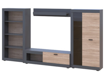 Regál Dolin BS je moderný a praktický kus nábytku, ktorý sa hodí do každej kancelárie. S jeho tmavou farbou v prevedení grafit / dub sonoma prinesie do vášho interiéru eleganciu a štýl. Regál je vyrobený z aglomerovaného materiálu DTD, čo zaručuje jeho pevnosť a dlhú životnosť.