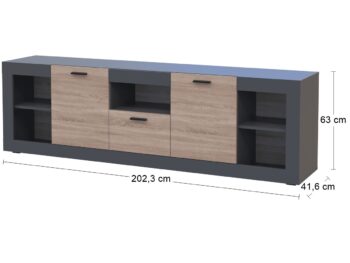 NABBI Dolin CH-2D/1DR dvojdverová komoda so zásuvkou grafit / dub sonoma – Obrázok 2