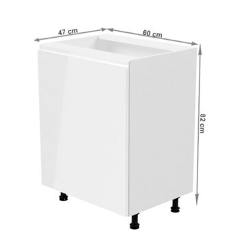 Spodná skrinka AURORA D601F L umožňuje vyskladať si kuchyňu podľa vlastných predstáv. Rozmery skrinky sú (ŠxHxV): 60x47x82 cm. Skrinka obsahuje jedny dvierka a jeden šuplík. Vnútorný priestor je jednou policou rozdelený na dve odkladacie plochy. Dvierka sú bez úchytky a otvárajú sa do ľavej strany.…