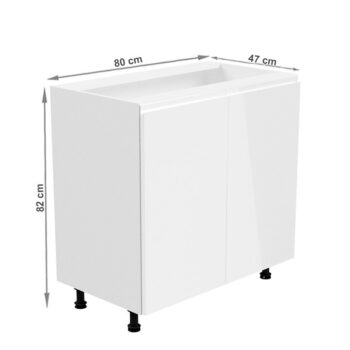 Spodná skrinka AURORA D80 umožňuje vyskladať si kuchyňu podľa vlastných predstáv. Rozmery skrinky sú (ŠxHxV): 80x47x82 cm. Skrinka je s dvierkami. Dvierka sú bez úchytky. Vo vnútri sa nachádza jedna polica. Je vyrobená z kvalitnej MDF (drevovláknitá doska) a korpusu z laminovanej DTD …
