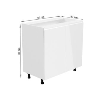 Spodná skrinka AURORA D80 umožňuje vyskladať si kuchyňu podľa vlastných predstáv. Rozmery skrinky sú (ŠxHxV): 80x47x82 cm. Skrinka je s dvierkami. Dvierka sú bez úchytky. Vo vnútri sa nachádza jedna polica. Je vyrobená z kvalitnej MDF (drevovláknitá doska) a korpusu z laminovanej DTD …
