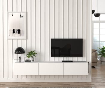 Moderný a štýlový TV stolík DOMEL vás osloví svojim minimalistickým dizajnom a priaznivou cenou. Je ideálny do moderne zariadených priestorov a vďaka závesnému systému pôsobí vzdušne a štýlovo.TV skrinka disponuje výklopnými skrinkami a uloženie rôznych vecí. Je vyrobená z kvalitnej LTD dosky, ktorá je nenáročná na údržbu. Hrúbka materiálu: 18 mm. Hrany sú ohraničené PVC hranou.LED osvetlenie je v cene televízneho stolíka.Farebné prevedenie: biela.Rozmery TV stolíka: (š,v,h) 180 x 29,5 x 29,5 cm Dodávame v demonte.
