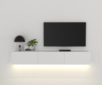 Moderný a štýlový TV stolík DOMEL vás osloví svojim minimalistickým dizajnom a priaznivou cenou. Je ideálny do moderne zariadených priestorov a vďaka závesnému systému pôsobí vzdušne a štýlovo.TV skrinka disponuje výklopnými skrinkami a uloženie rôznych vecí. Je vyrobená z kvalitnej LTD dosky, ktorá je nenáročná na údržbu. Hrúbka materiálu: 18 mm. Hrany sú ohraničené PVC hranou.LED osvetlenie je v cene televízneho stolíka.Farebné prevedenie: biela.Rozmery TV stolíka: (š,v,h) 180 x 29,5 x 29,5 cm Dodávame v demonte.