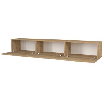 Moderný a štýlový TV stolík DOMEL vás osloví svojim minimalistickým dizajnom a priaznivou cenou. Je ideálny do moderne zariadených priestorov a vďaka závesnému systému pôsobí vzdušne a štýlovo.TV skrinka disponuje výklopnými skrinkami a uloženie rôznych vecí. Je vyrobená z kvalitnej LTD dosky, ktorá je nenáročná na údržbu. Hrúbka materiálu: 18 mm. Hrany sú ohraničené PVC hranou.Farebné prevedenie: zafír.Rozmery TV stolíka: (š,v,h) 180 x 29,5 x 29,5 cm 