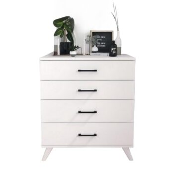 Praktická komoda DOMINO je v elegantnom a modernom prevedení. Vďaka farebnému prevedeniu dokonale zapadne do rôznych interiérov. Táto moderná komoda je vyrobená z kvalitných LTD dosiek, ktoré sú nenáročné na údržbu. Ich hrúbka je 18 mm. Farebné prevedenie: biela.Komoda disponuje štyrmi praktickými zásuvkami na uloženie vášho oblečenia, či iných vecí. Stojí na nožičkách, ktoré sú vysoké 12 cm.Rozmery skrine:Šírka: 76 cmVýška: 86,4 cmHĺbka: 44,2 cmDodávame v demontovanom stave. 