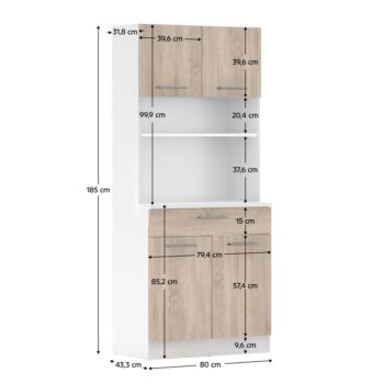 Vytvorte si harmonický a uprataný domov s kredencom DOMIS NEW! Tento praktický a štýlový kus nábytku je vyrobený z laminovanej DTD dosky v modernom spojení bielej a dub sonoma farby, ktoré vnesú do vášho interiéru svieži a nadčasový vzhľad. Je…