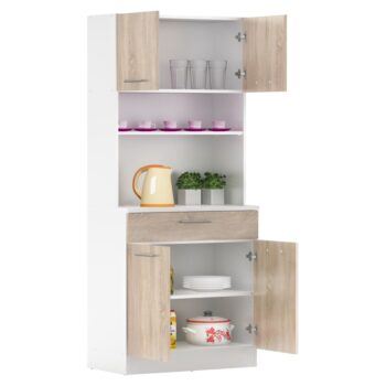 Vytvorte si harmonický a uprataný domov s kredencom DOMIS NEW! Tento praktický a štýlový kus nábytku je vyrobený z laminovanej DTD dosky v modernom spojení bielej a dub sonoma farby, ktoré vnesú do vášho interiéru svieži a nadčasový vzhľad. Je…