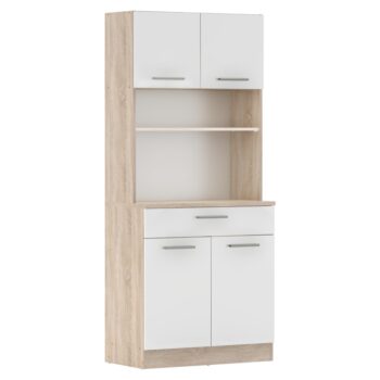 Vytvorte si harmonický a uprataný domov s kredencom DOMIS NEW! Tento praktický a štýlový kus nábytku je vyrobený z laminovanej DTD dosky v modernom spojení dub sonoma a bielej farby, ktoré vnesú do vášho interiéru svieži a nadčasový vzhľad. Je ideálny…