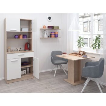 Vytvorte si harmonický a uprataný domov s kredencom DOMIS NEW! Tento praktický a štýlový kus nábytku je vyrobený z laminovanej DTD dosky v modernom spojení dub sonoma a bielej farby, ktoré vnesú do vášho interiéru svieži a nadčasový vzhľad. Je ideálny…