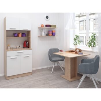 Vytvorte si harmonický a uprataný domov s kredencom DOMIS NEW! Tento praktický a štýlový kus nábytku je vyrobený z laminovanej DTD dosky v modernom spojení dub sonoma a bielej farby, ktoré vnesú do vášho interiéru svieži a nadčasový vzhľad. Je ideálny…