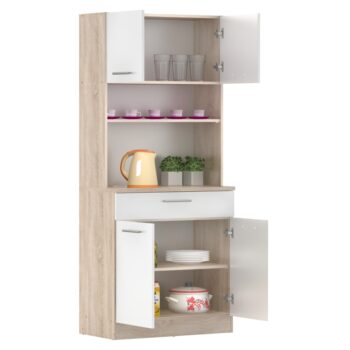 Vytvorte si harmonický a uprataný domov s kredencom DOMIS NEW! Tento praktický a štýlový kus nábytku je vyrobený z laminovanej DTD dosky v modernom spojení dub sonoma a bielej farby, ktoré vnesú do vášho interiéru svieži a nadčasový vzhľad. Je ideálny…
