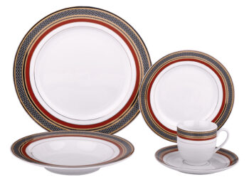 Predstavujeme vám elegantnú porcelánovú jedálenskú súpravu Donatella Gold, ktorá je dokonalým spojením moderného dizajnu a tradičnej elegancie. Táto súprava obsahuje 20 kusov, ktoré sú ideálne pre každodenné použitie aj špeciálne príležitosti. Vďaka kombinácii červenej, bielej…