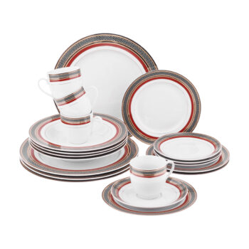 Predstavujeme vám elegantnú porcelánovú jedálenskú súpravu Donatella Gold, ktorá je dokonalým spojením moderného dizajnu a tradičnej elegancie. Táto súprava obsahuje 20 kusov, ktoré sú ideálne pre každodenné použitie aj špeciálne príležitosti. Vďaka kombinácii červenej, bielej…