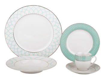 Predstavujeme vám elegantnú porcelánovú jedálenskú súpravu Donatella Sky Blue, ktorá prinesie do vašej domácnosti nádych luxusu a moderného dizajnu. Táto súprava obsahuje 20 kusov, ktoré sú ideálne pre každodenné použitie aj špeciálne príležitosti. Vďaka kombinácii bielej,…