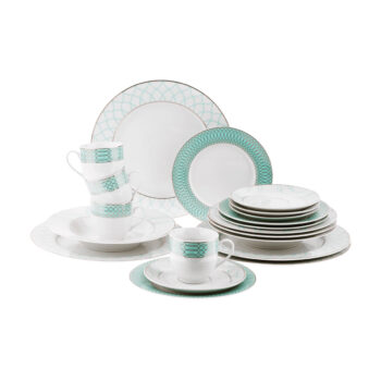 Predstavujeme vám elegantnú porcelánovú jedálenskú súpravu Donatella Sky Blue, ktorá prinesie do vašej domácnosti nádych luxusu a moderného dizajnu. Táto súprava obsahuje 20 kusov, ktoré sú ideálne pre každodenné použitie aj špeciálne príležitosti. Vďaka kombinácii bielej,…