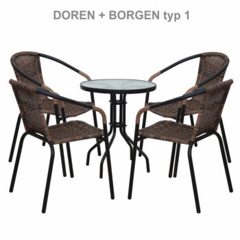 Záhradná stolička DOREN je praktická stohovateľná stolička s moderným vzhľadom, ktorá sa hodí do každého priestoru. Stolička prinesie osviežujúcu zmenu do vašej záhrady alebo na terasu. Sedacia a operadlová časť je pletená z hnedého umelého ratanu. Pevná konštrukcia z čierneho kovu jej zabezpečuje…