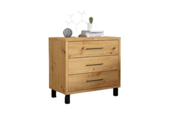 Moderná komoda DORINA Vás očarí svojím precíznym spracovaním a nadčasovým farebným prevedením dub artisan.Komoda je vyrobená z veľmi kvalitného LTD materiálu. Obsahuje tri zásuvné šuplíky s čiernymi kovovými úchytkami.Štýlovosť jej dodávajú vysoké nožičky čiernej farby.Rozmery:- šírka: 70 cm,- výška: 70 cm,- hĺbka: 40 cm.Vďaka komode DORINA si vytvoríte krásny, mimoriadne útulný, ale aj funkčný interiér.Dodávame v demonte, pričom montáž je veľmi jednoduchá. 