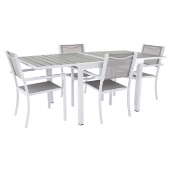 Predstavujeme vám záhradný stôl Dorio, ktorý je ideálnym doplnkom pre vašu záhradu alebo terasu. Tento moderný stôl v elegantnej kombinácii bielej a sivej farby prinesie do vášho exteriéru štýlový vzhľad a funkčnosť.