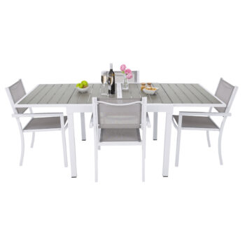 KONDELA Dorio záhradný stôl biela / sivá – Obrázok 5