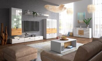 DOVIER je moderná a štýlová komoda v elegantnom prevedení a zaujímavej farebnej kombinácií. Jej jemné a čisté línie potešia nejedného zákazníka a vytvoria z vašej domácnosti útulný domov. Je vyrobená z kvalitných LTD dosiek o hrúbke 16 mm, ktoré sú nenáročné na udržbu. Farebné prevedenie: biely lesk / dub ArtisanCelkové rozmery:Šírka 150 cmVýška 81 cmHĺbka 40 cmJe možné dokúpiť obývaciu stenu aj konferenčný stolík. Dodávame v demontovanom stave.
