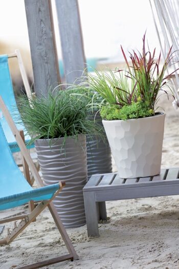 Dizajn plastového kvetináča DPSA300 29,6 cm bol inšpirovaný robustnosťou keramických kvetináčov. Farebné prevedenie tohto kúsku, so zaujímavým vodorovným nerovnomerným vlnkovaním, je sivý kameň, vďaka čomu pôsobí moderne, nadčasovo a dokonale sa farebne prispôsobí akémukoľvek zariadeniu interiéru…