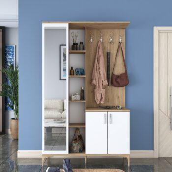 Predsiňová zostava DRAGON – Elegantné a praktické riešenie pre vašu predsieňPredsiňová zostava DRAGON kombinuje funkčnosť a štýl v jednom. Vďaka modernému bielemu prevedeniu v kombinácii s orechovým dekorom prináša do vašej predsiene sofistikovaný vzhľad a zároveň dostatok úložného priestoru pre každodenné potreby.Hlavné vlastnosti:Typ tovaru: predsieňová zostavaRozmer: 198.6 x 120 x 37.5 cmFarba: biela + orechMateriál: melamín, VT laminátVzhľad: vysokáZostava obsahuje:skriňa so zrkadlomskrinku na topánkyvešiakyHrúbka materiálu: 18 mmDodatočné informácie: dodávame v demonteSúčasťou zostavy DRAGON je vysoká skriňa so zrkadlom, ktorá opticky zväčší priestor a poskytne úložné miesto pre oblečenie a doplnky. Skrinka na topánky vám pomôže udržať predsieň organizovanú, zatiaľ čo praktické vešiaky zaistia ľahký prístup ku kabátom, bundám a taškám.Kvalitné materiály, ako melamín a VT laminát, zaručujú dlhú životnosť, jednoduchú údržbu a odolnosť proti každodennému opotrebovaniu. Predsieňová zostava je dodávaná v demontovanom stave s prehľadným návodom na zostavenie.Objednajte si predsieňovú zostavu DRAGON ešte dnes a premeňte svoju predsieň na elegantný a praktický priestor!