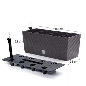 Elegantným, estetickým a funkčným doplnkom Vašej záhrady, terasy, balkónov či interiéru sa stane štýlový samozavlažovací plastový kvetináč DRTC800 80 cm. Vyznačuje sa svojou neprehliadnuteľnou textúrou imitujúcou vypletaný prírodný ratan a vďaka jeho rozmerom (ŠxHxV): 80x33x32 cm v ňom môžete…