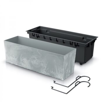 Jednoduchý tvar a elegancia plastového balkonového kvetináča DUC600EW 58 cm v prevedení sivý betón, s pridaným betónovým efektom, sa bude nádherne vynímať na Vašom balkóne. Jeho súčasťou sú aj kovové háčiky, pomocou ktorých kvetináč jednoducho zavesíte. Je precízne spracovaný, vyrobený z odolného,…